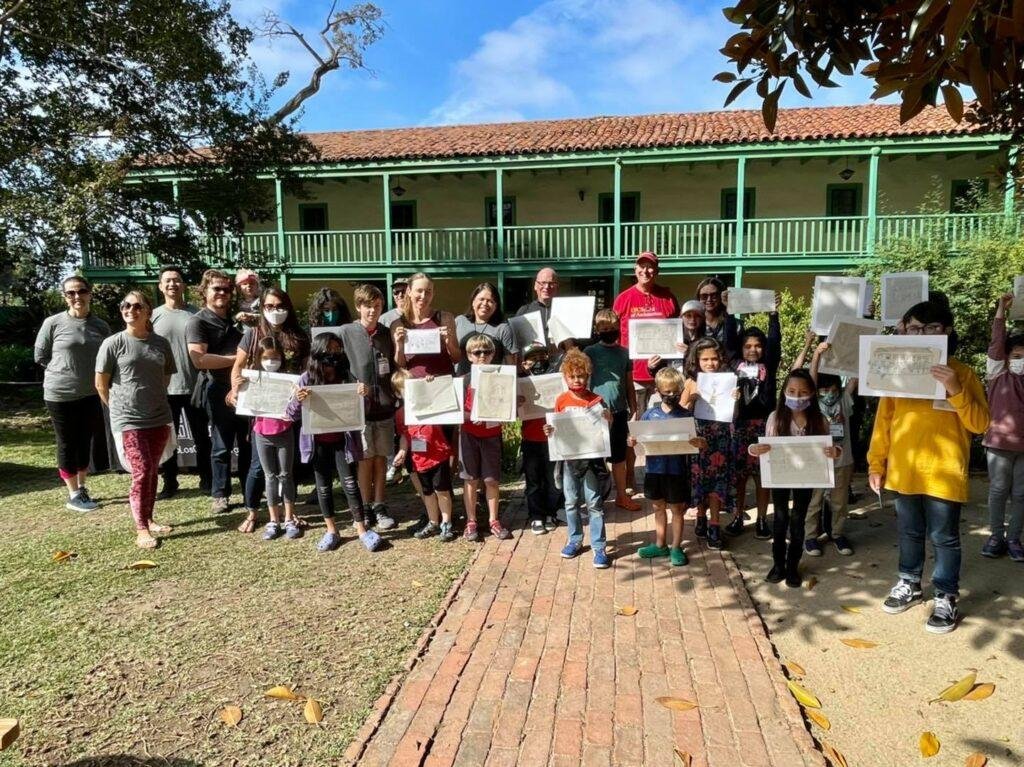 Kids Draw 2021 group photo at Rancho Los Cerritos